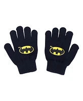 Batman Boys Classic Bat Signal Youth Beanie and Gloves Set