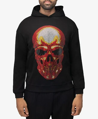 Spring + Mercer Men's Rinestone Embellished Skull Pullover Hoodie