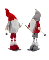 Slickblue Plush Standing Gnome Skier (Set of 6)