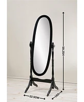 Traditional Queen Anna Style Wood Floor Cheval Mirror, Gold Finish