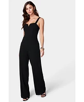 Bebe Women's Scuba Crepe Jumpsuit With Strap