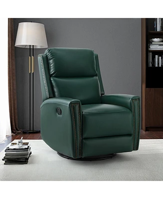 Hulala Home Fiacro 30.31''Wide Genuine Leather Swivel Rocker Recliner