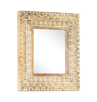 vidaXL Hand-Carved Mirror 19.7"x19.7"x1" Solid Mango Wood