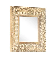 vidaXL Hand-Carved Mirror 19.7"x19.7"x1" Solid Mango Wood