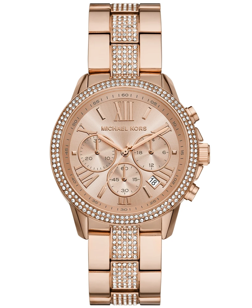 Michael Kors Women's Brynn Chronograph Rose Gold-Tone Stainless Steel Watch 40mm