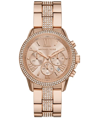 Michael Kors Women's Brynn Chronograph Rose Gold-Tone Stainless Steel Watch 40mm