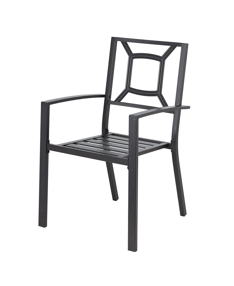 Mondawe Patio Metal Dining Chair,outdoor Metal Dining Armchair in Black (Set of 2)