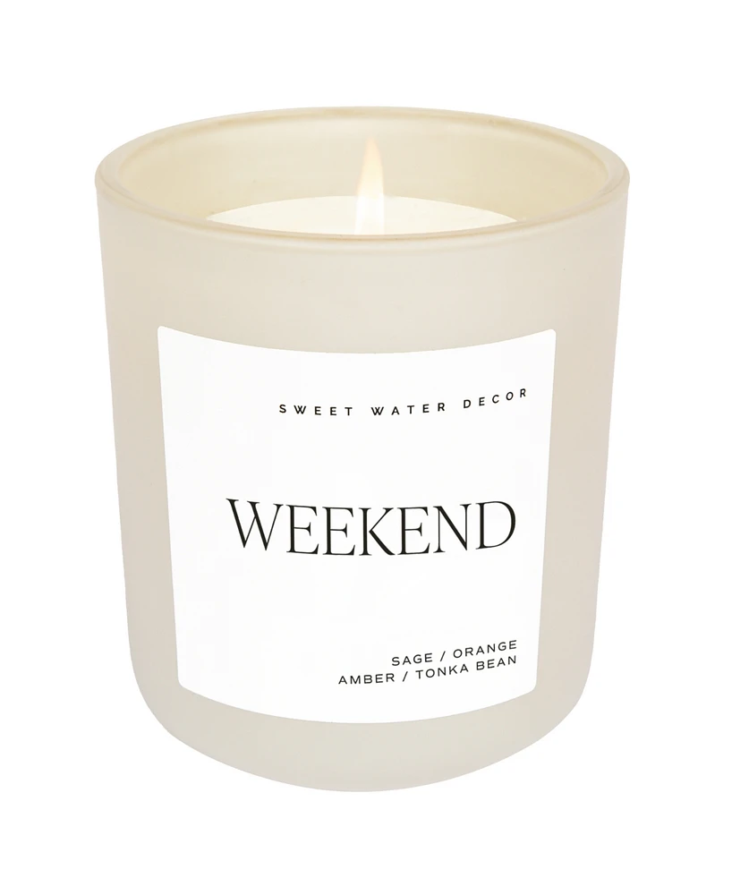 Sweet Water Decor Weekend Soy Candle - Tan Matte Jar - 15 oz