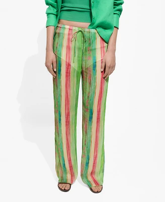 Mango Women's Semi-Transparent Printed Pants