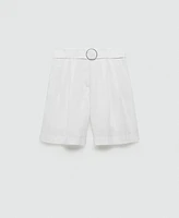 Mango Women's Belt Detail Straight Bermuda Shorts