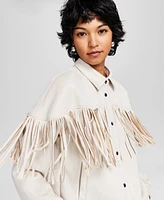 And Now This Women's Fringe-Trim Faux Suede Jacket, Created for Macy's