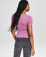 And Now This Women's Scoop-Neck Short-Sleeve Thermal Top, Created for Macy's