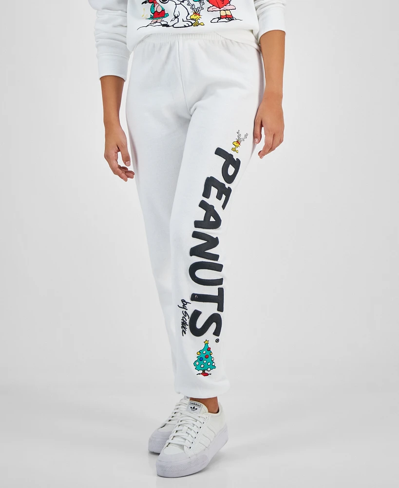 Love Tribe Juniors' Peanuts Holiday Graphic Jogger Sweatpants