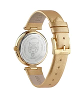 Plein Sport Women's Opium 2 Hand Quartz Gold Genuine Leather Strap 38mm