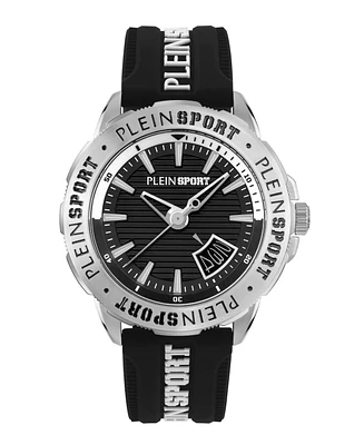 Plein Sport Men's Rampage 3 Hand Date Quartz Black Silicone Strap 44mm