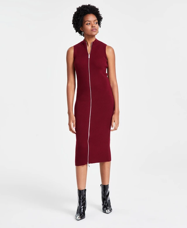 macys red sweater dress On 34th Women's Ruffle-Trim Knit Midi - trim Knit Midi Sweater Dress Plaza Del Caribe | San