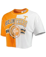 ZooZatz Women's Tennessee Orange/White Tennessee Volunteers Colorblock Cropped T-Shirt