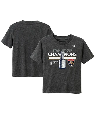 Fanatics Toddler Heather Charcoal Florida Panthers 2024 Stanley Cup Champions Locker Room T-Shirt