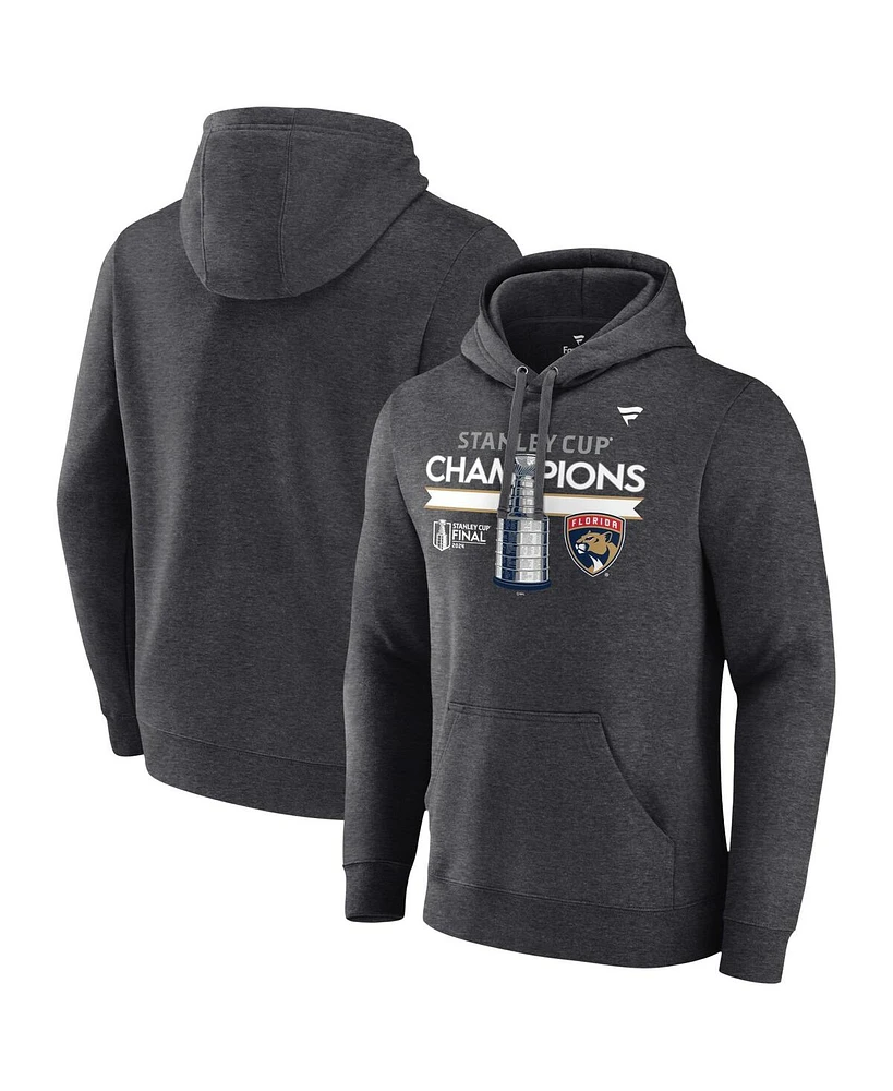 Fanatics Men's Heather Charcoal Florida Panthers 2024 Stanley Cup Champions Locker Room Big Tall Pullover Hoodie