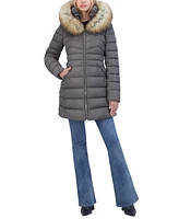 Laundry By Shelli Segal Women's Faux-Fur-Trim Hooded Puffer Coat