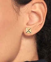 Tommy Hilfiger Striped Gold-Tone Stud Earrings