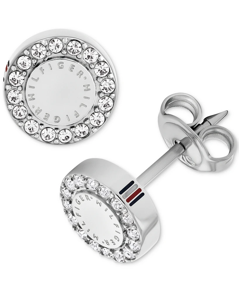 Tommy Hilfiger Crystal Logo Stud Earrings