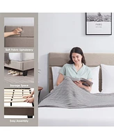 Clara Clark Horizontal Channel Upholstered Platform Bed - King