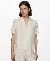 Mango Women's Short-Sleeved Satin Shirt