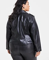 I.n.c. International Concepts Plus Faux-Leather Moto Jacket