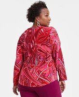 I.n.c. International Concepts Plus Paisley-Print Henley, Created for Macy's