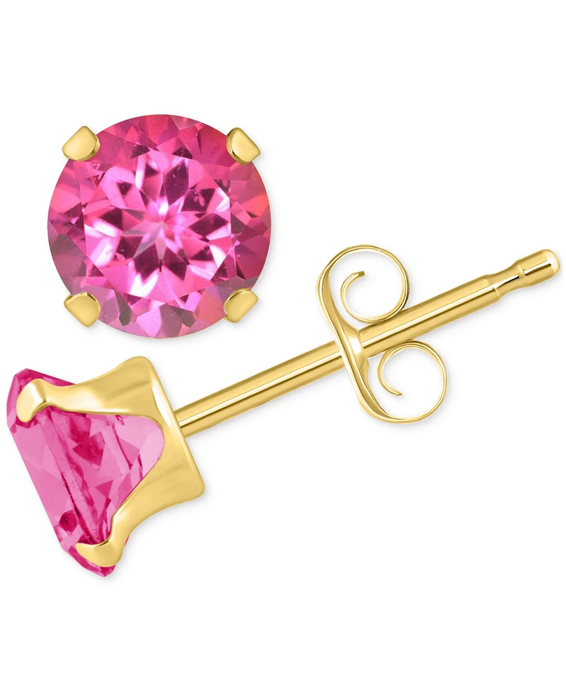 Pink Topaz Solitaire Four Prong Stud Earrings (1-1/5 ct. t.w.) 14k Gold (Also Turquoise)