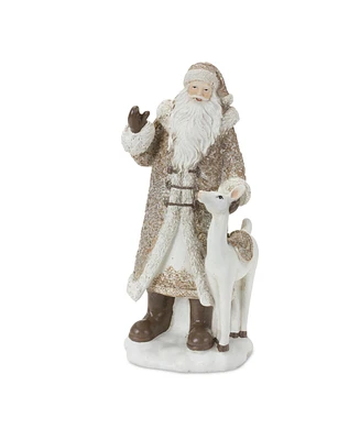 Slickblue Santa Figurine With Deer And Pine Tree Accents (Set of 2)