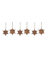 Slickblue Floral Metal Snowflake Ornament (Set of 6)