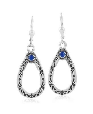 American West Jewelry Sterling Silver Lapis Lazuli Gemstone Pear Shaped Lever Back Earrings