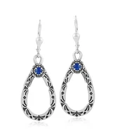 American West Jewelry Sterling Silver Lapis Lazuli Gemstone Pear Shaped Lever Back Earrings