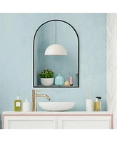 Homlux Arched Wall Mounted Mirror 24"x36" in Black