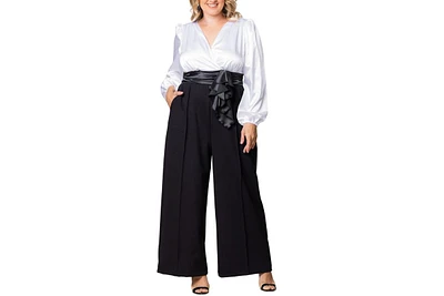 Kiyonna Plus Refined Satin Wide Leg Jumpsuit