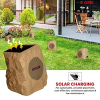 5 Core Outdoor Speakers Bluetooth Waterproof Linkable Tws Patio Pool Garden Wireless 10W Rms Solar Rock Speaker w Rgb Light