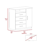 Fm Furniture Carolina chest of drawers in melamine with a single door and 4 metal rail drawers - Assorted pre