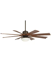 60" Defender Industrial Outdoor Ceiling Fan with Led Light Remote Control Oil Rubbed Bronze Painted Koa Opal Frosted Glass Damp Rated for Patio E