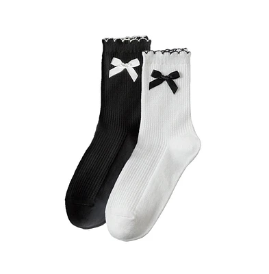 Stems Women's Honey Knit Bow Socks Pack of Two