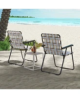 Costway 2PCS Folding Beach Chair Camping Lawn Webbing Lightweight 1 Position