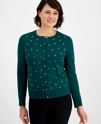 Jm Collection Women's Rhinestone Party Button-Front Cardigan, Created for Macy's