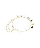 Swarovski Symbolica Choker, Moon, Infinity, Clover, Evil Eye and Horseshoe, Blue, Gold-Tone Plated Necklace