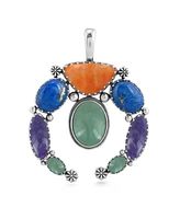 American West Jewelry Sterling Silver Multi Color Gemstone Naja Pendant Enhancer