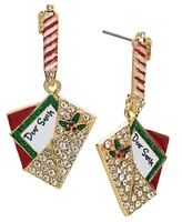 Holiday Lane Gold-Tone Pave Santa Letter Drop Earrings, Created for Macy's