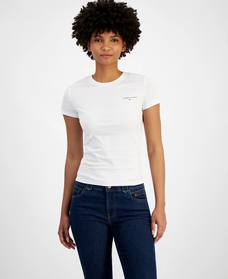 Tommy Jeans Women's Cotton Slim-Fit Linear Logo T-Shirt