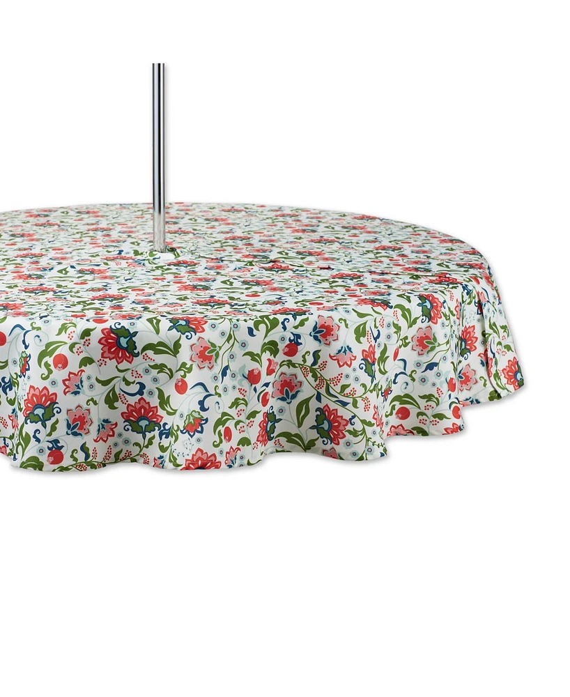 Design Imports Floral Print Outdoor Tablecloth with Zipper 60 Round