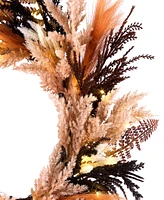 National Tree Company Orange & Black Pampas Wreath, 26 Inches