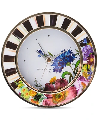 Mackenzie-Childs Flower Market Silver Plated Round Desk Clock